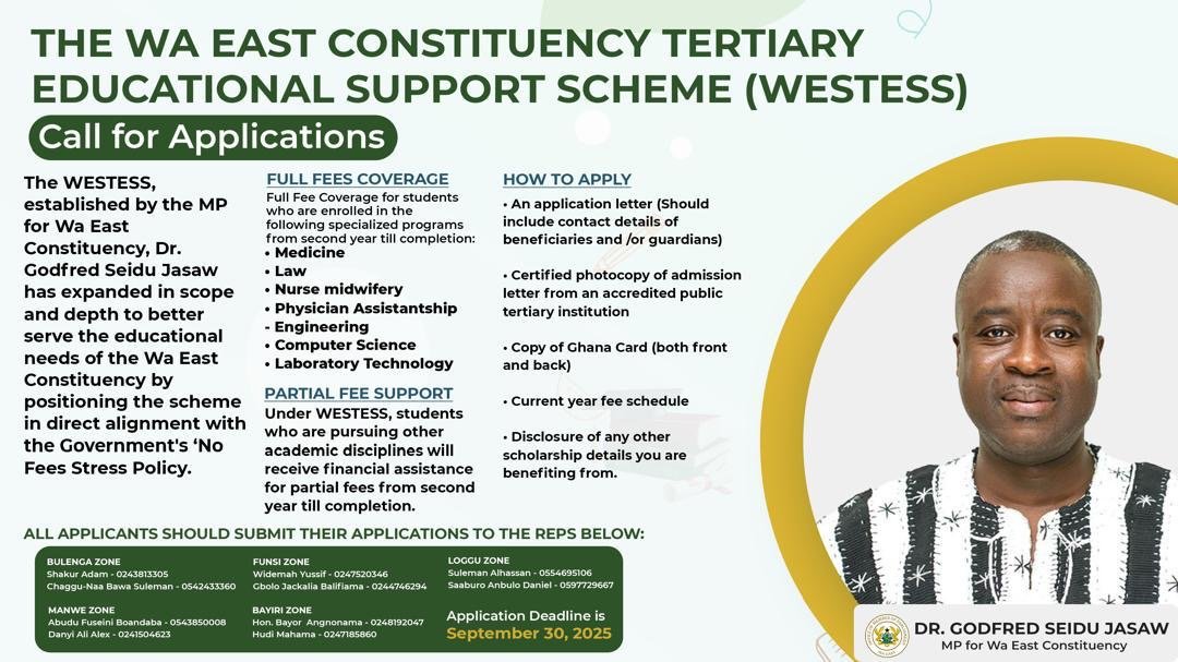 Wa East MP expands Educational Support Scheme for tertiary students