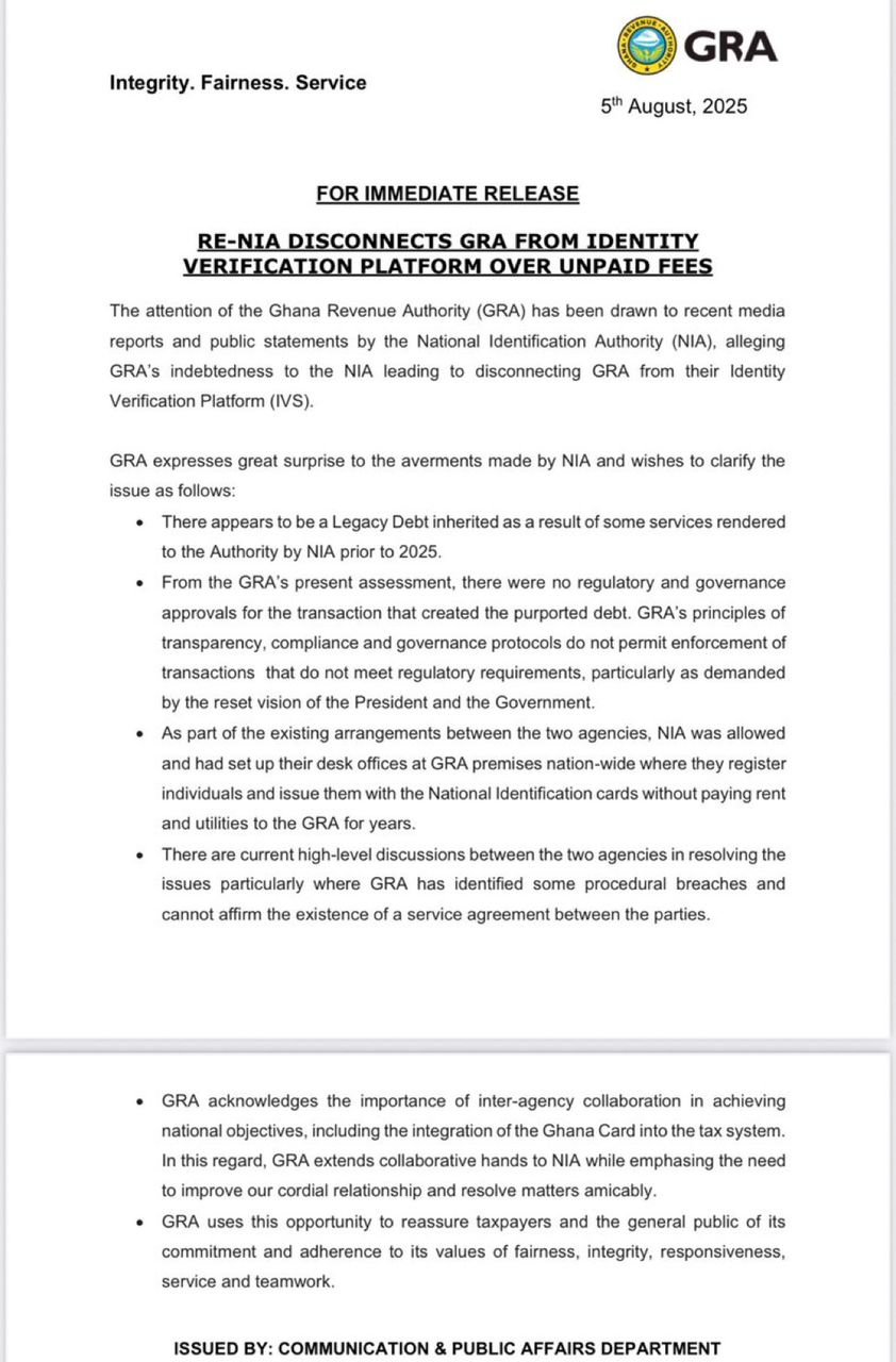 GRA disputes NIA's indebtedness claim, reacts to disconnection from NIA system