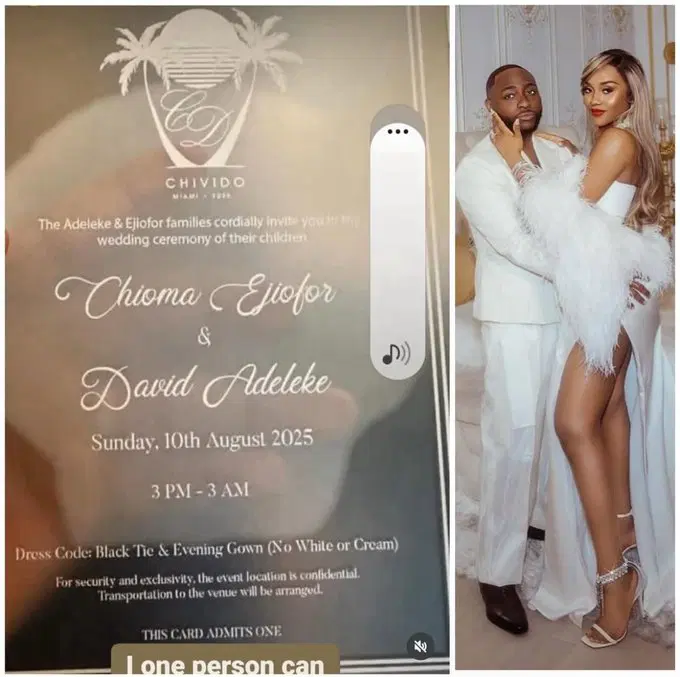 No white or cream allowed at Davido, Chioma’s Miami wedding