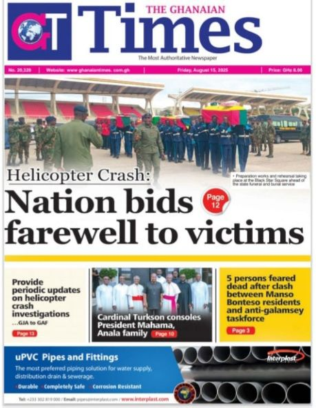 Today's Front pages: Friday, August 15, 2025