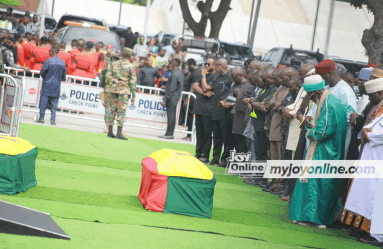 Ghana Mourns: Caskets lowered during final salute at Military Cemetery - Video