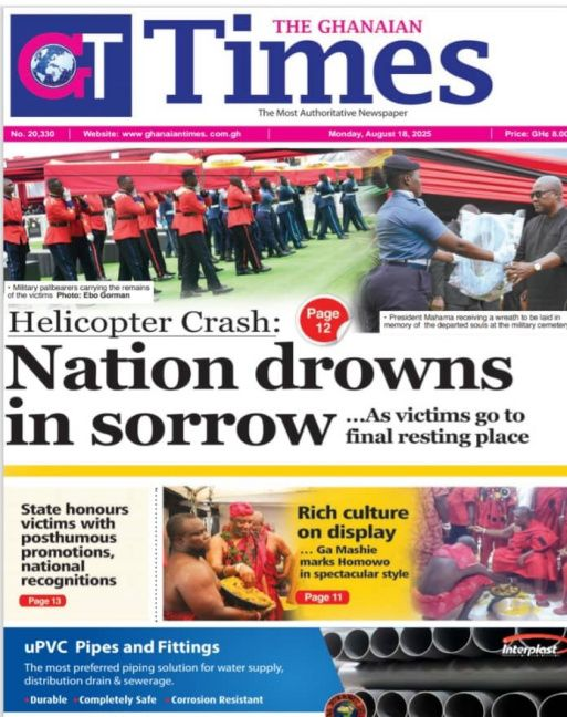 Today's Front pages: Monday, August 18, 2025