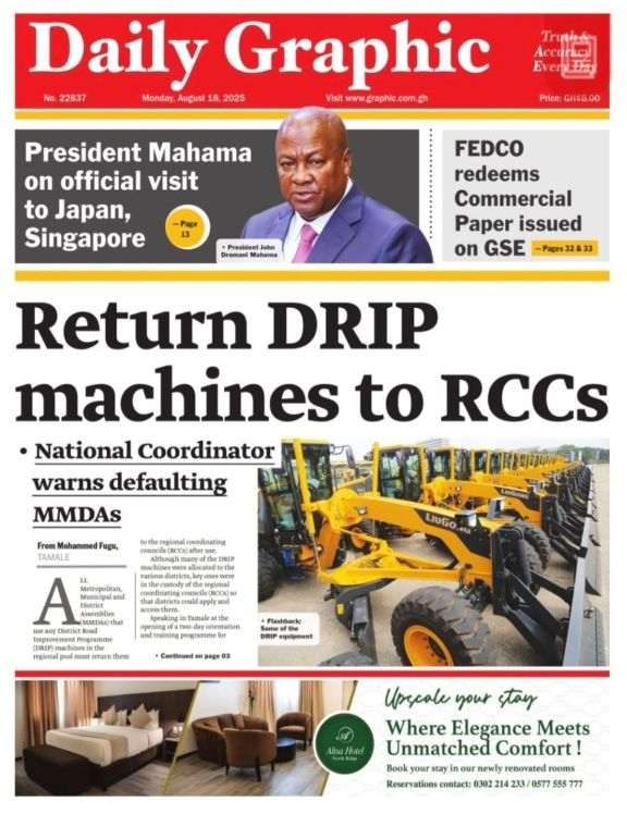 Today's Front pages: Monday, August 18, 2025