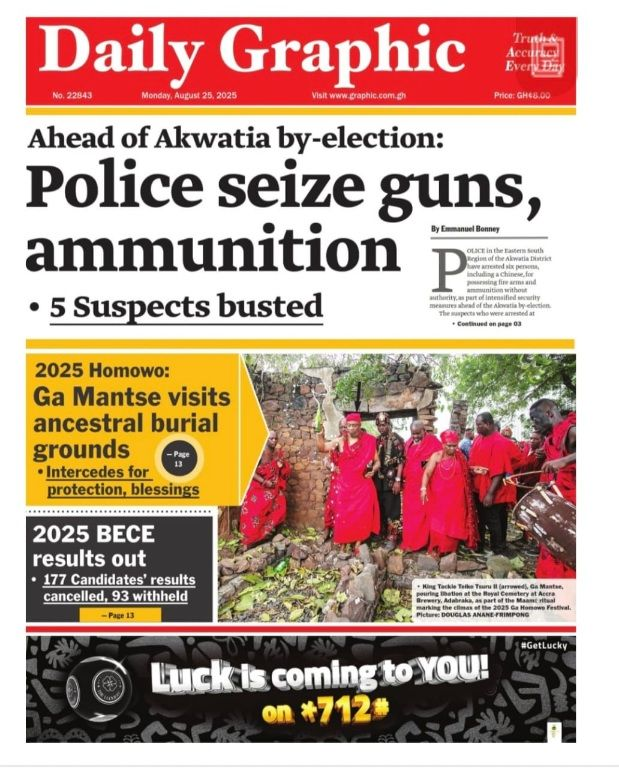 Today's Front pages: Monday, August 25, 2025