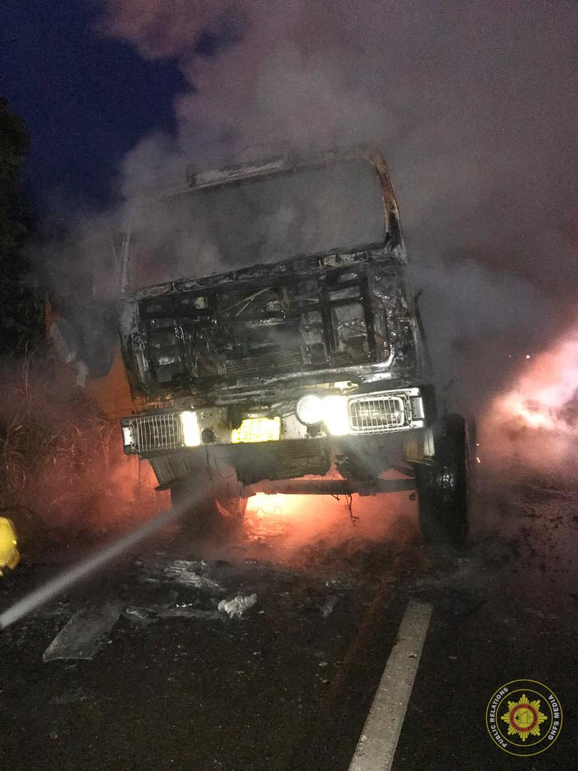 Fire destroys cargo truck on Adugyama-Bechem highway