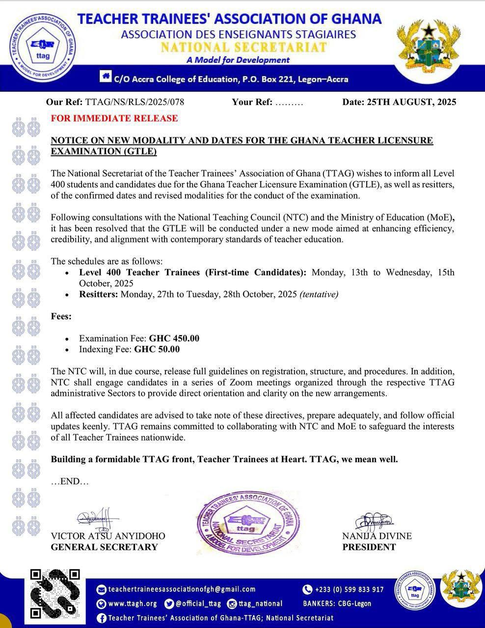 GTLE 2025: Teacher Trainees’ Association confirms exam dates and new format