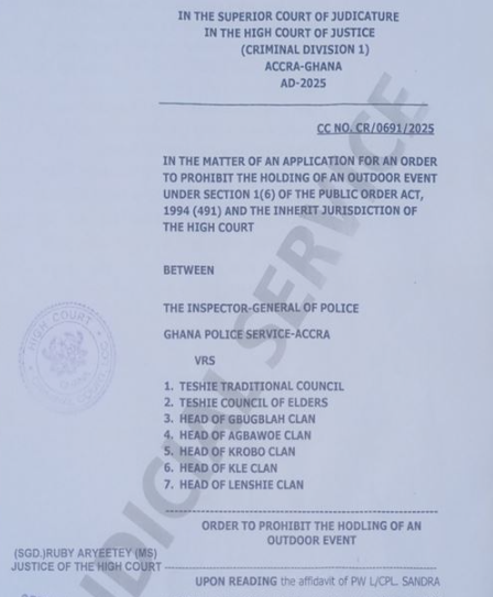Homowo: Court upholds injunction against Teshie outdoor activities after fatal clashes