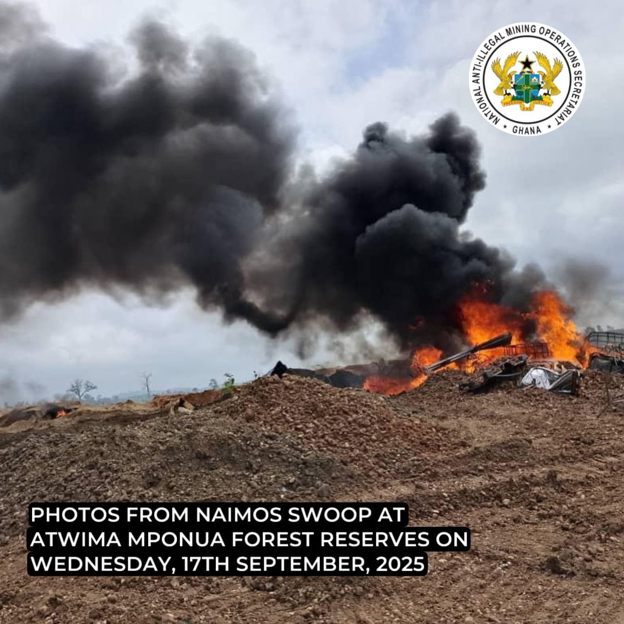 Galamsey fight: NAIMOS storms Atwima Mponua forest; seizes excavators in massive crackdown Galamsey fight: NAIMOS storms Atwima Mponua forest; seizes excavators in massive crackdown