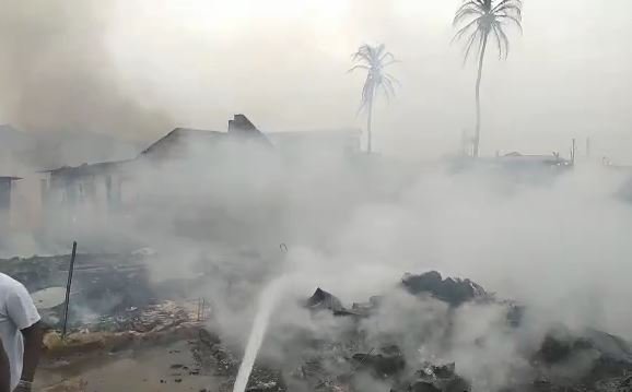 Sekondi European Town fire: 50 wooden structures destroyed, sex workers displaced Sekondi European Town fire: 50 wooden structures destroyed, sex workers displaced