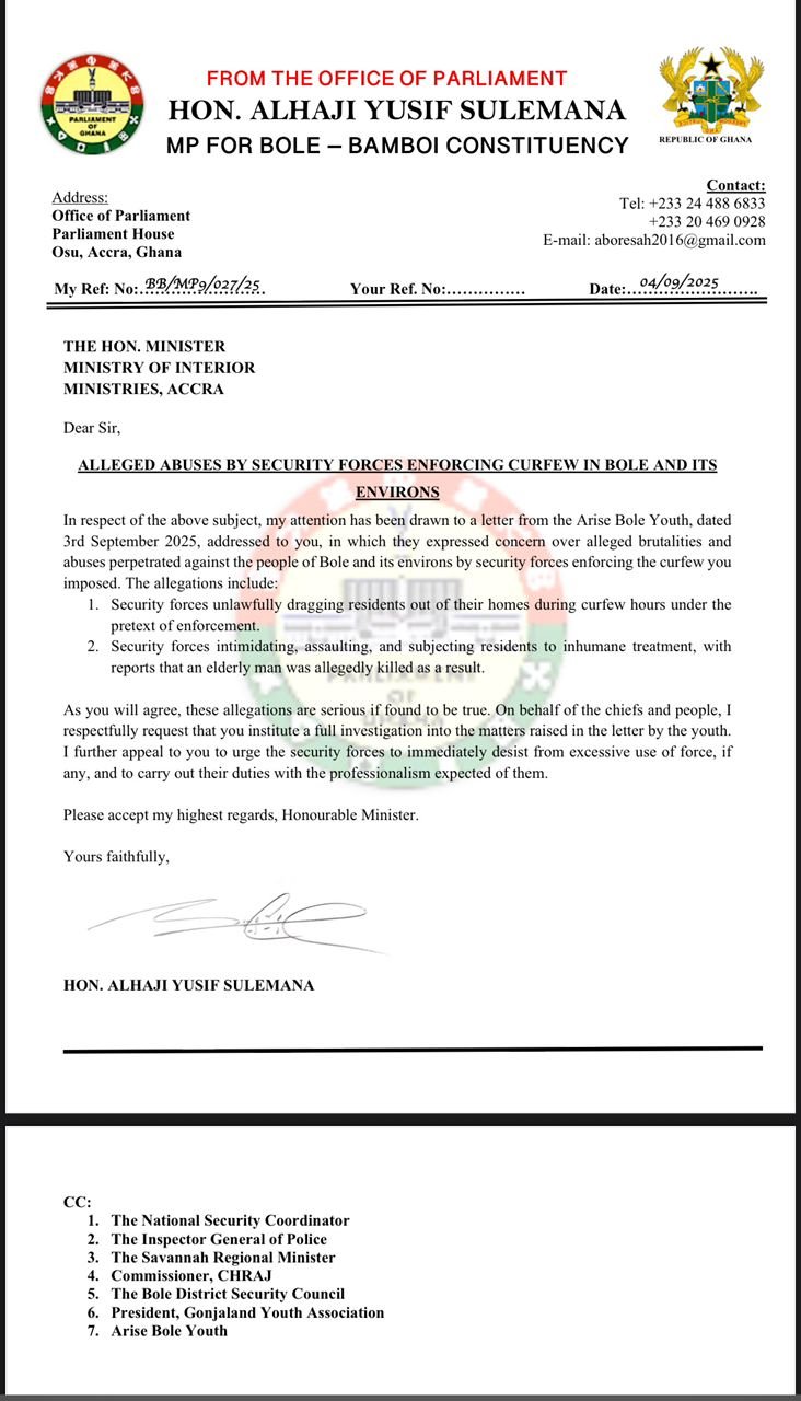 Bole Bamboi MP demands probe into alleged abuses by security forces