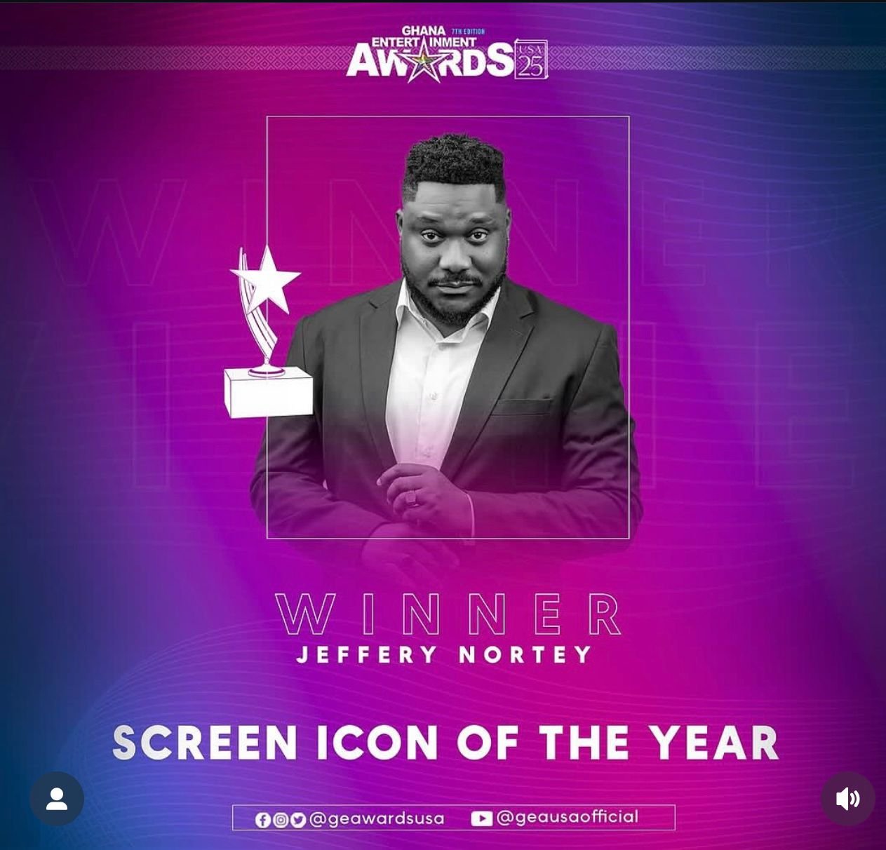 Jeffrey Nortey crowned ‘Screen Icon of the Year’ at Ghana Entertainment Awards USA Jeffrey Nortey crowned ‘Screen Icon of the Year’ at Ghana Entertainment Awards USA