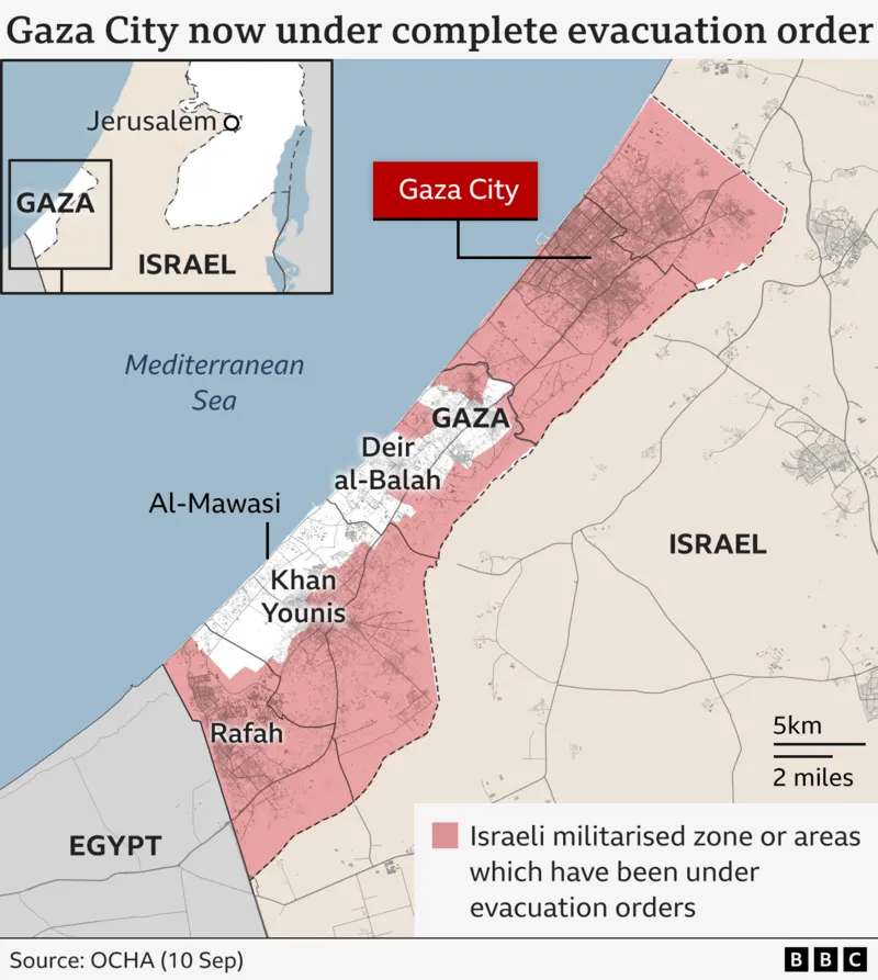 Thousands of Palestinians flee as Israeli troops push into Gaza City