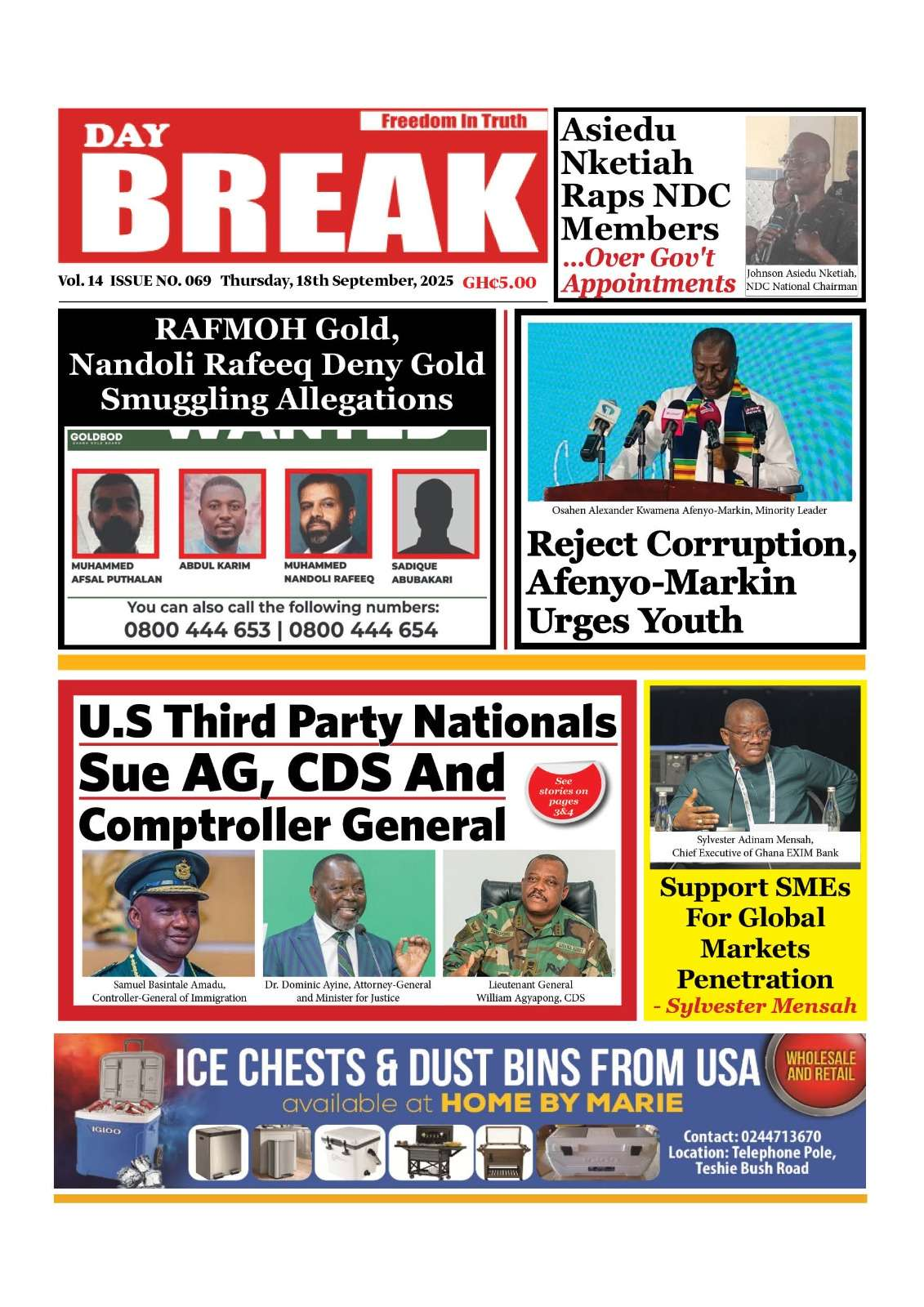 Today's Front pages: Thursday, September 18, 2025