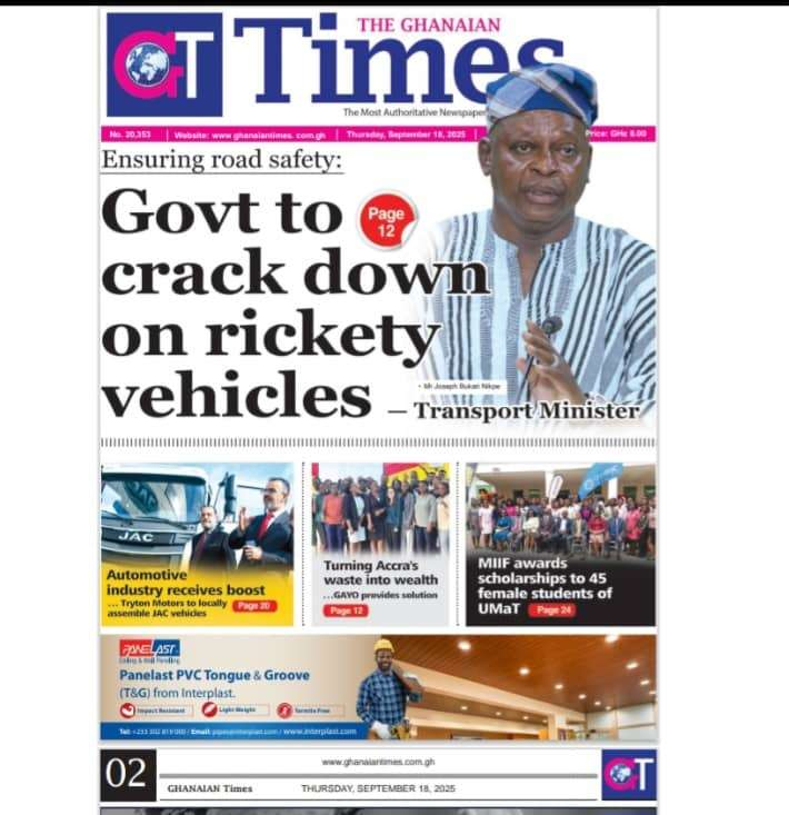 Today's Front pages: Thursday, September 18, 2025