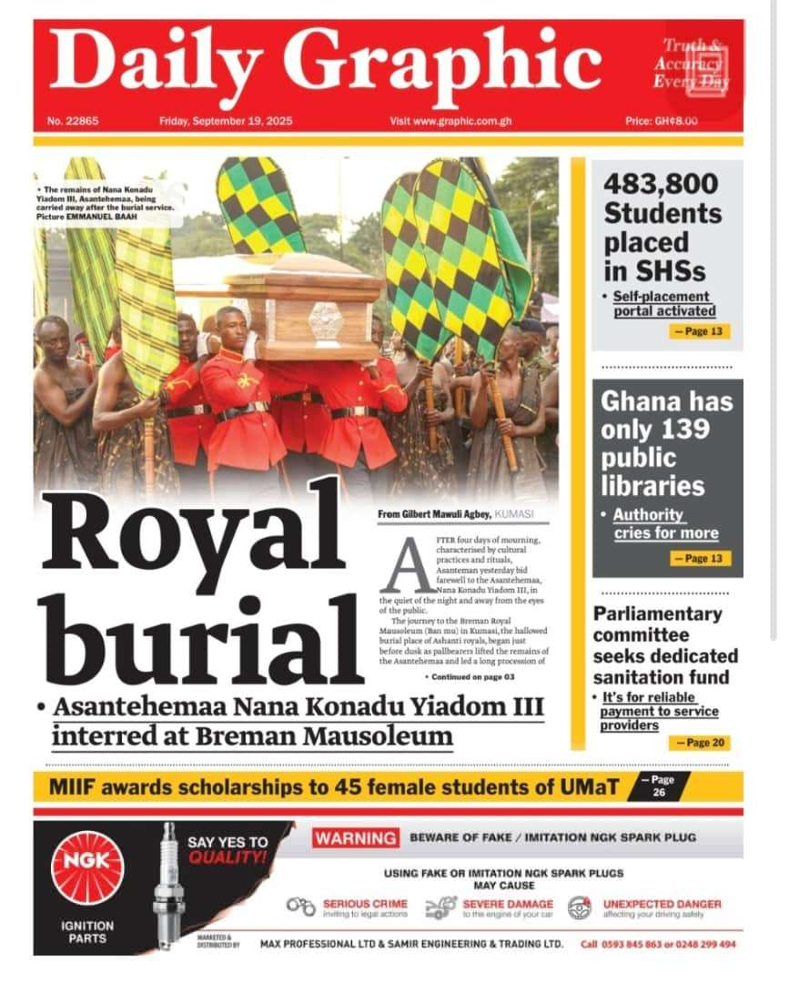 Today's Front pages: Friday, September 19, 2025