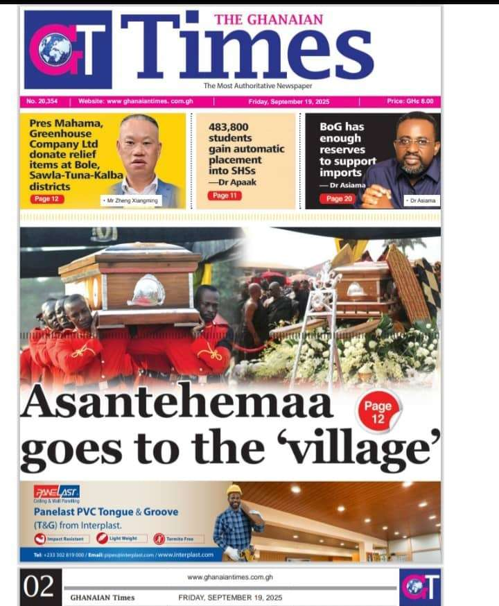 Today's Front pages: Friday, September 19, 2025