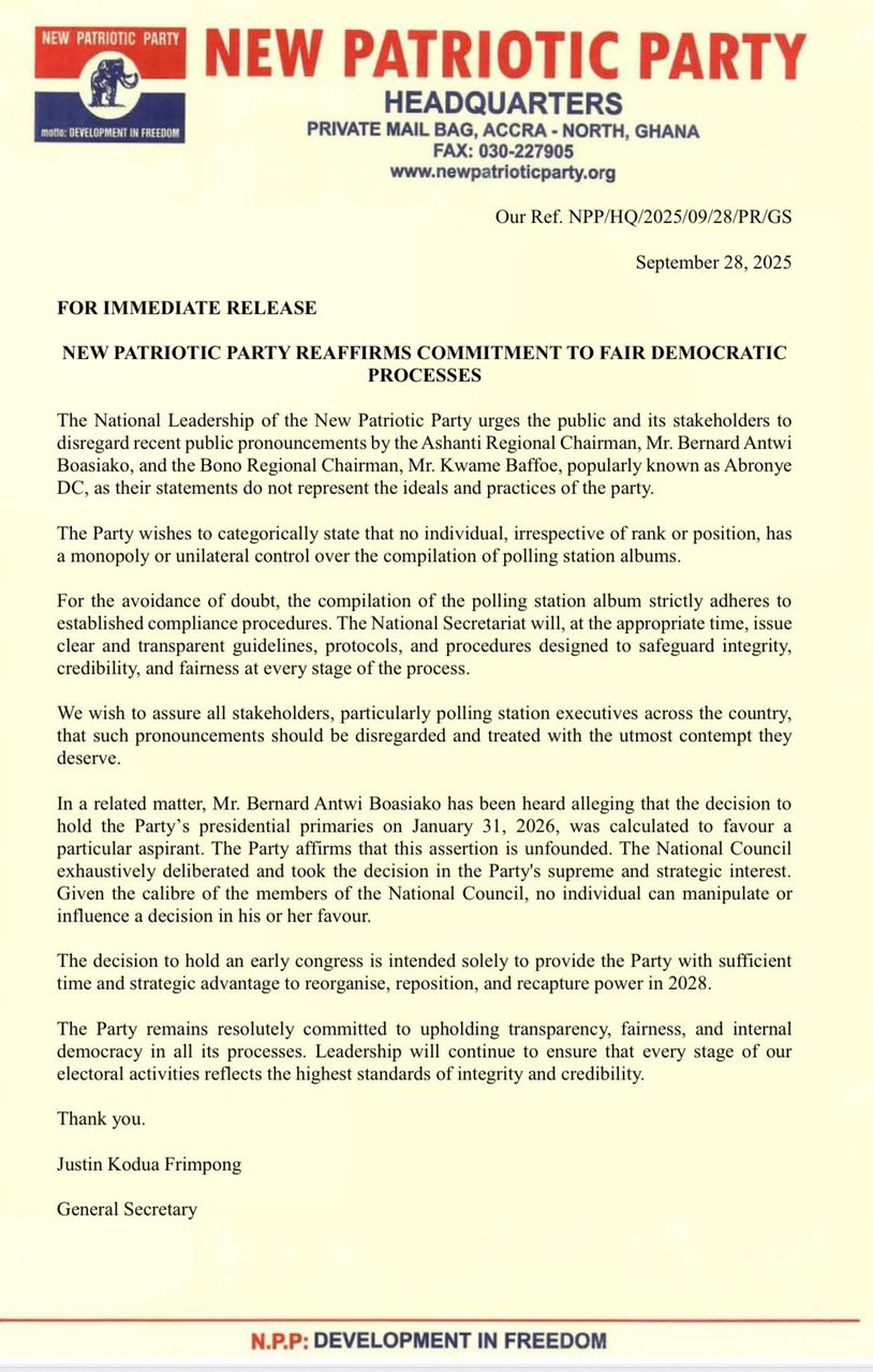 NPP reaffirms commitment to fair democratic processes