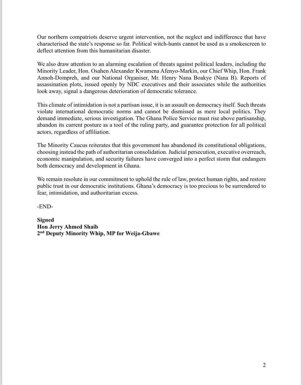 Political witch-hunts cannot mask northern humanitarian disaster – Minority to gov’t