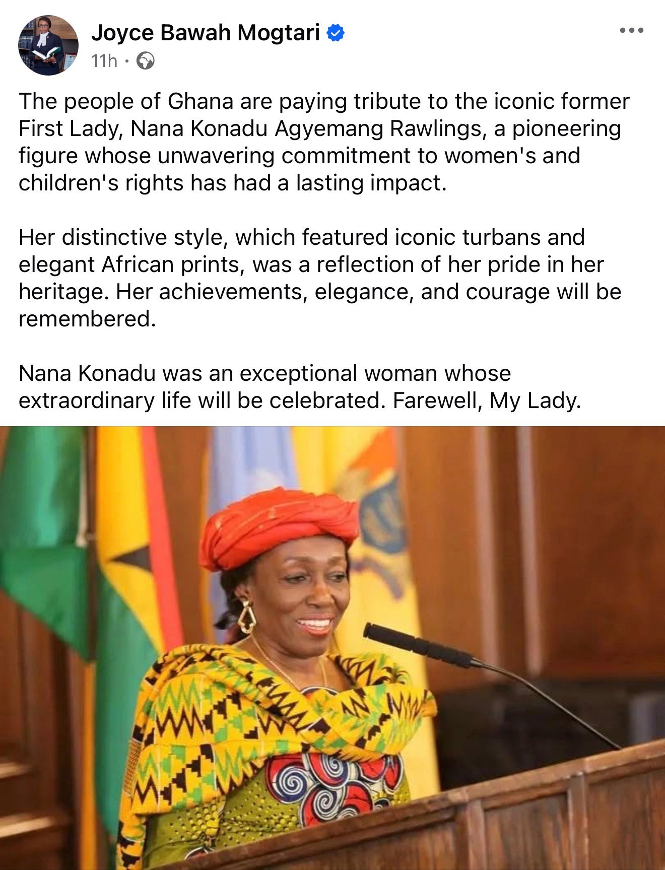 Joyce Bawah Mogtari pays tribute to Nana Konadu Agyemang Rawlings; describes her as ‘iconic’