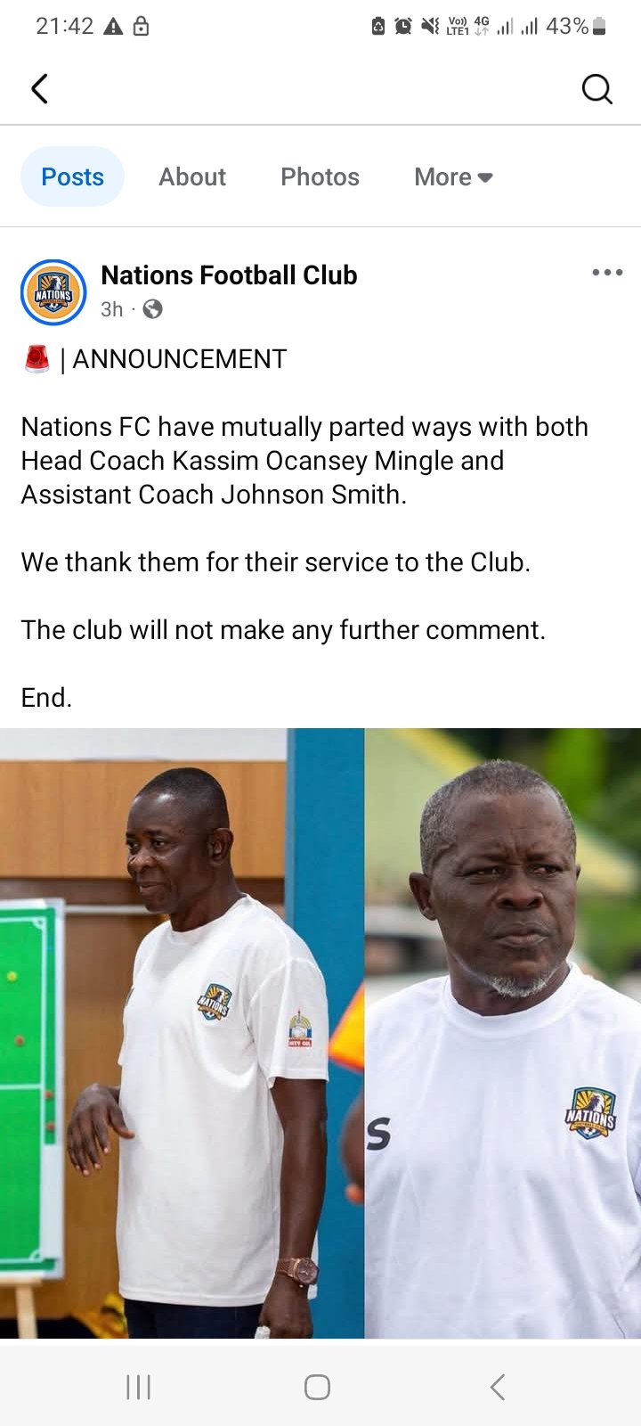 Nations FC sack head Coach Kassim Mingle despite win over Wonders