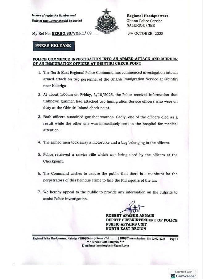Police launch probe into armed attack, murder of Immigration Officer at Gbintri checkpoint