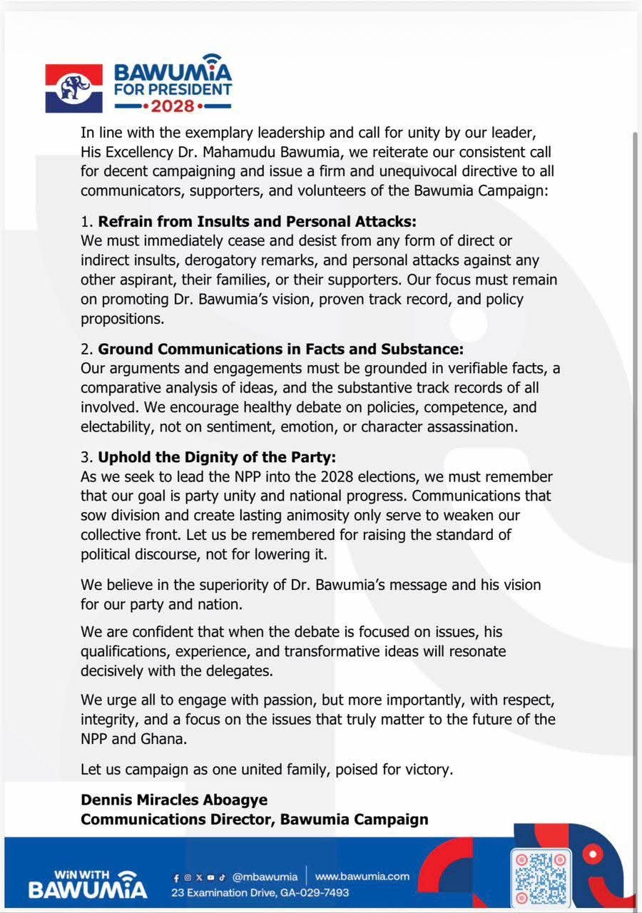 Bawumia kicks off nationwide campaign tour, issues directive against targeted insults at other aspirants