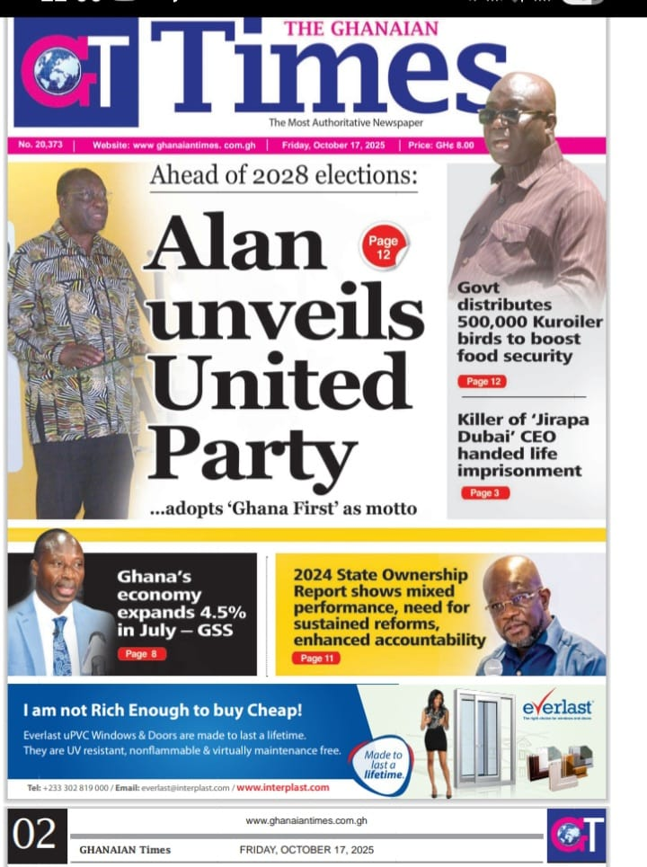 Today's Front pages: Friday, October 17, 2025