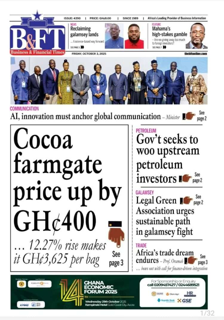 Today's Front pages: Friday, October 3, 2025