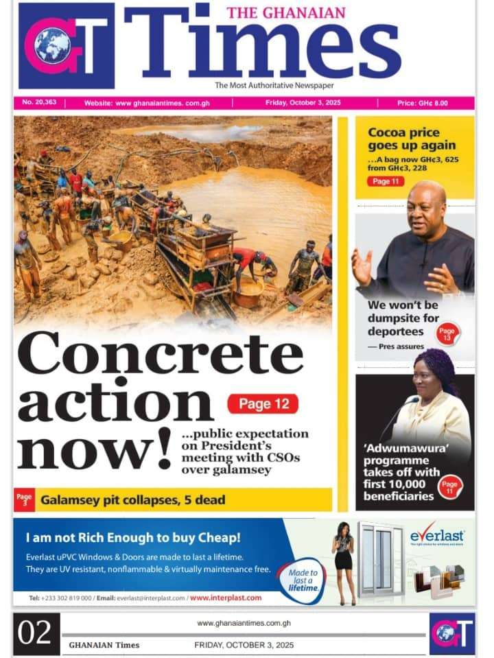 Today's Front pages: Friday, October 3, 2025