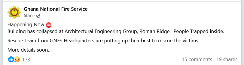 Several trapped after building collapses at Ridge