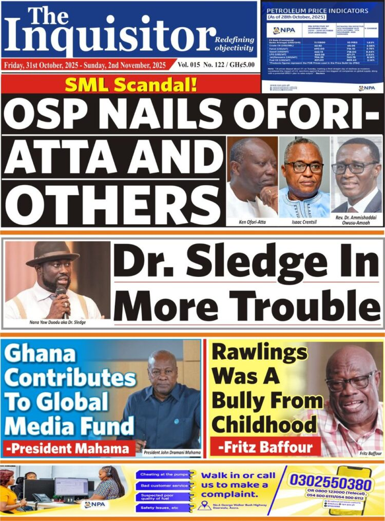 Today's Front pages: Friday, October 31, 2025