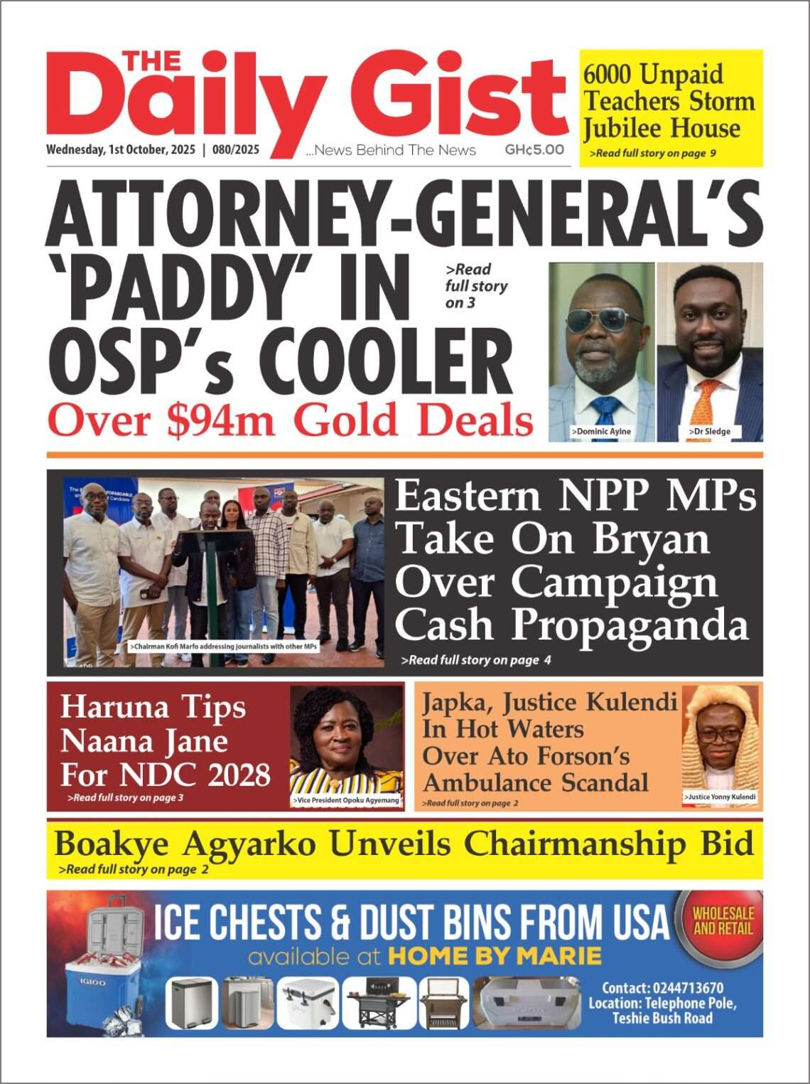 Today's front pages: Wednesday, October 1, 2025