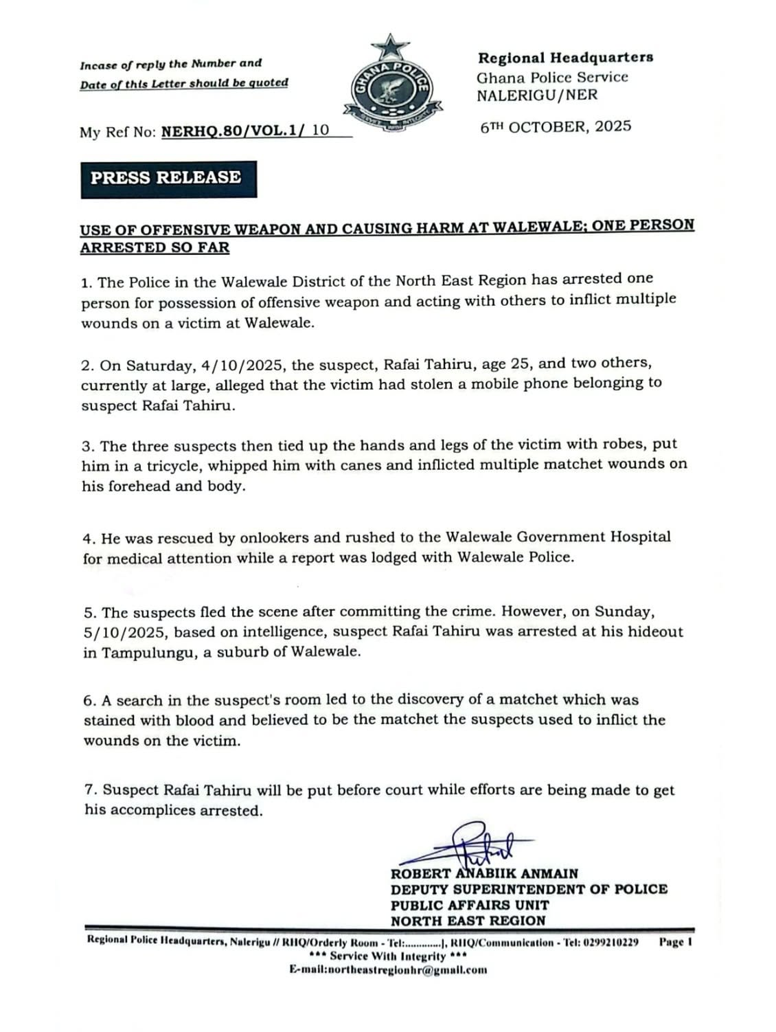 Man arrested for brutal assault in Walewale