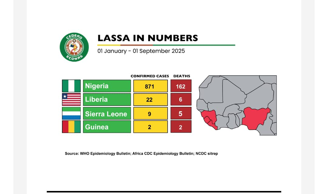 West Africa records 175 Lassa fever deaths in Q3 2025
