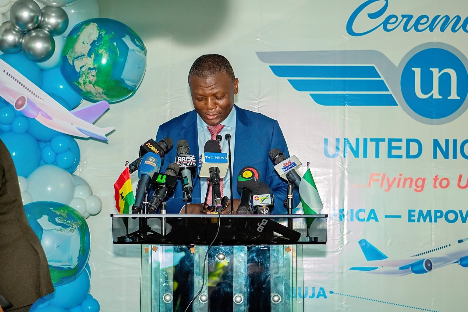 United Nigeria Airlines honours J.J. Rawlings by naming aircraft after him United Nigeria Airlines honours J.J. Rawlings by naming aircraft after him