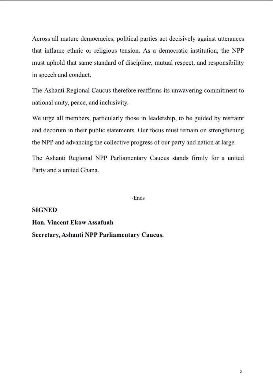 Stop linking NPP and Ashanti Region to political bigotry – NPP Ashanti MPs warn Asante Akim South MP Stop linking NPP and Ashanti Region to political bigotry – NPP Ashanti MPs warn Asante Akim South MP