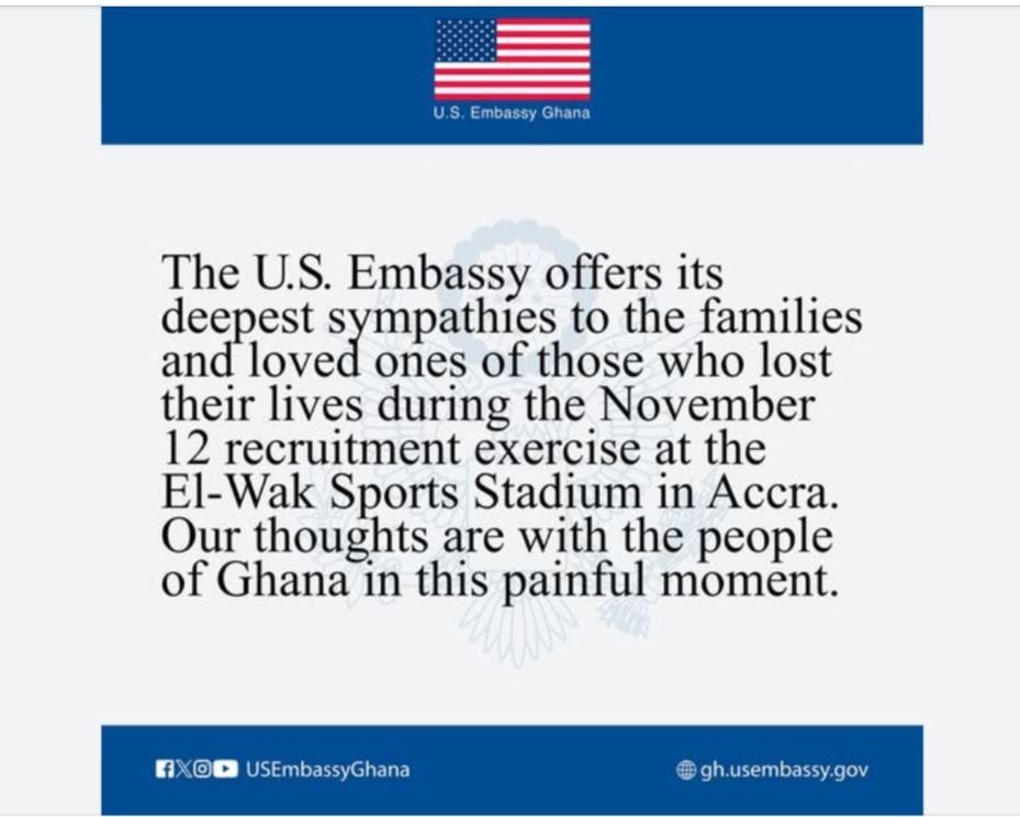 Our thoughts are with Ghana in this painful moment – U.S. Embassy mourns El-Wak stampede victims