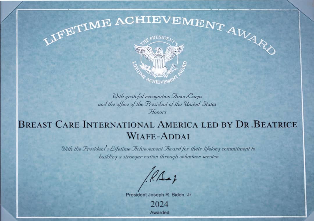 White house honours Ghana’s Dr. Beatrice Wiafe Addai with President’s lifetime achievement award