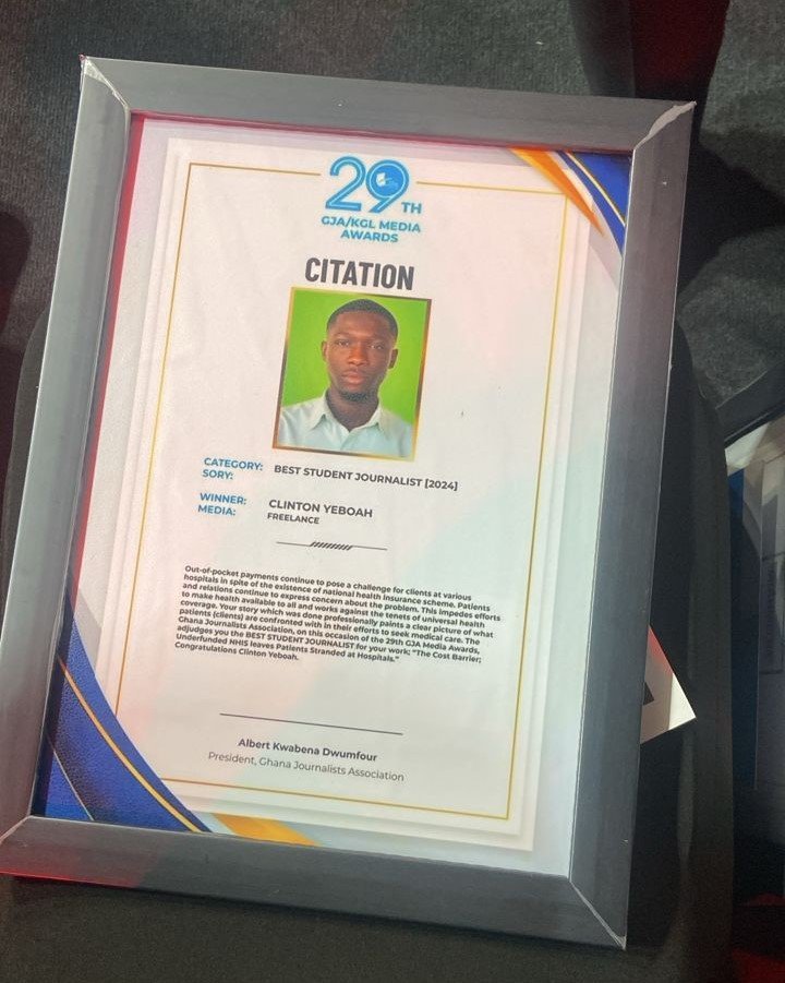 Luv Fm's Clinton Yeboah wins Student Journalist of the Year again at 29th GJA Media Awards