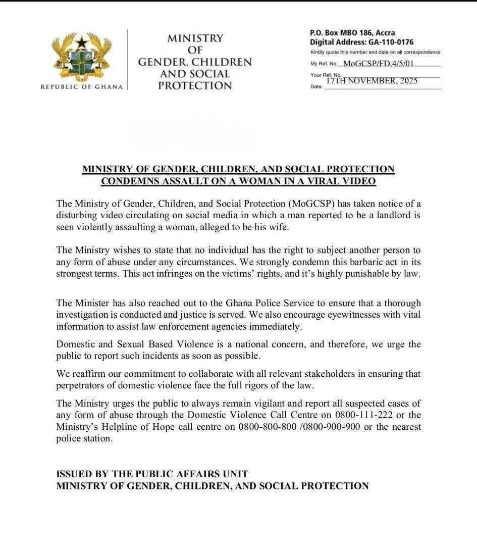 Gender Ministry condemns assault on woman, calls for swift justice Gender Ministry condemns assault on woman, calls for swift justice