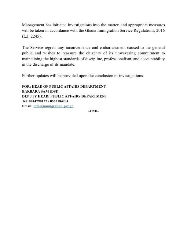 Ghana Immigration Service interdicts six officers over viral misconduct video
