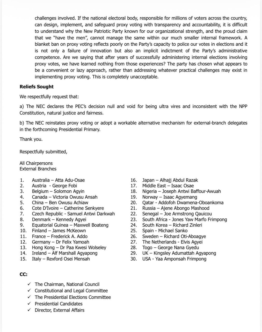 NPP external branch delegates petition party over ban on proxy voting