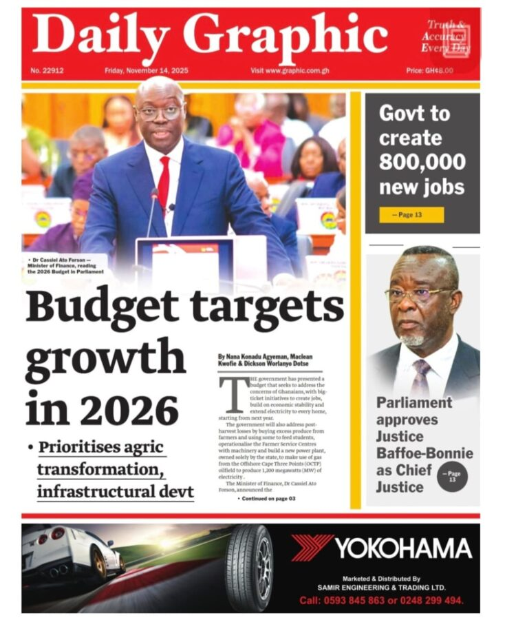 Today's Front pages: Friday, November 14, 2025