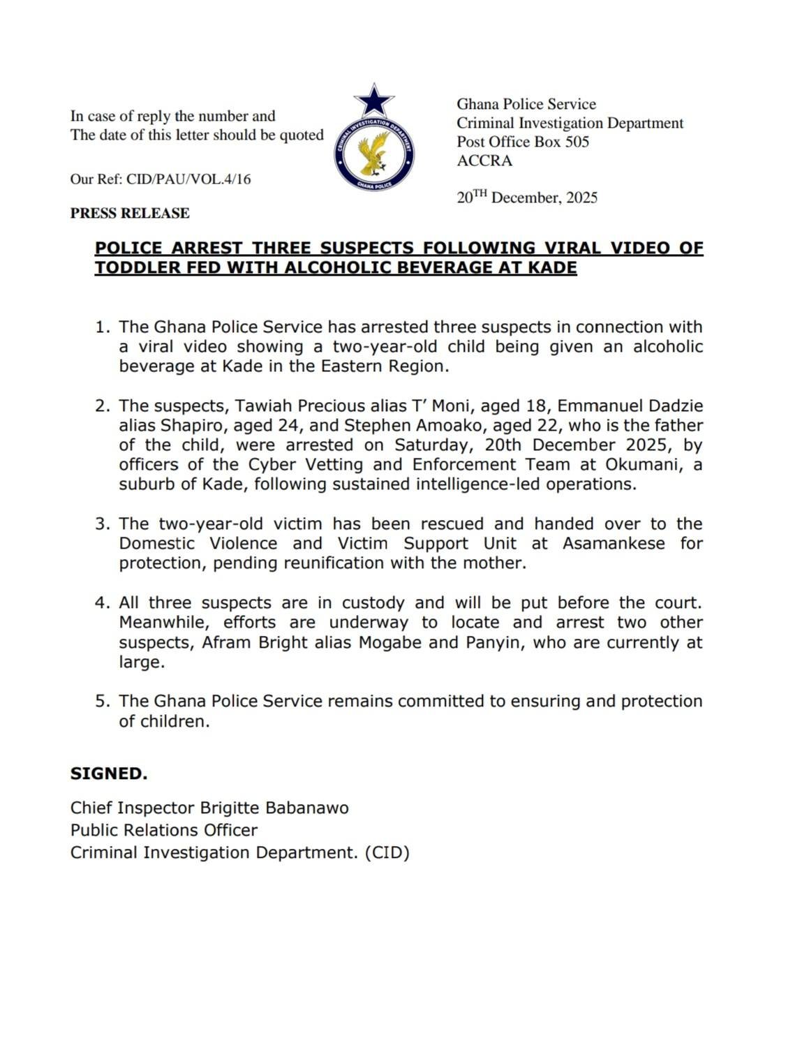 Three arrested after viral video shows toddler being fed alcohol