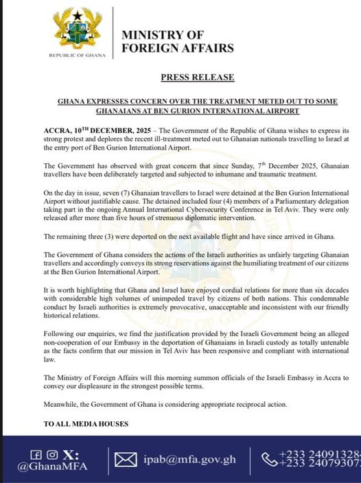 Foreign Ministry to query Israel Embassy officials over detention and expulsion of Ghanaians