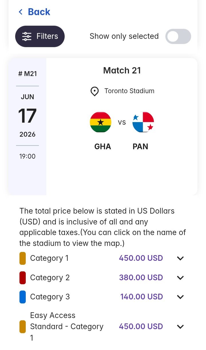 2026 World Cup: Ghana fans to pay between $140 and $600 for group stage tickets