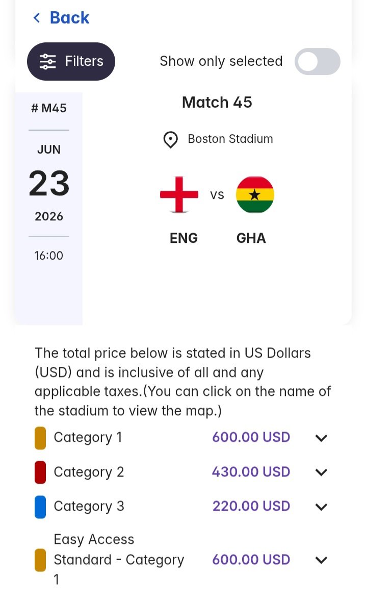 2026 World Cup: Ghana fans to pay between $140 and $600 for group stage tickets