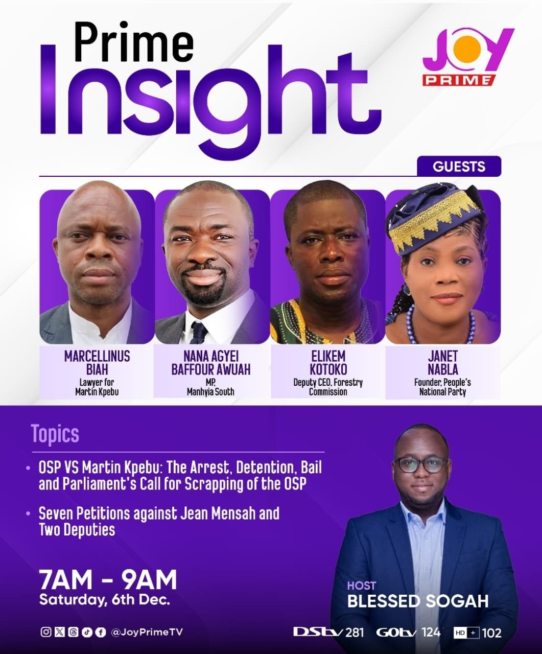 Prime Insight: OSP vs. Kpebu and petitions to remove EC boss to dominate discussions this Saturday