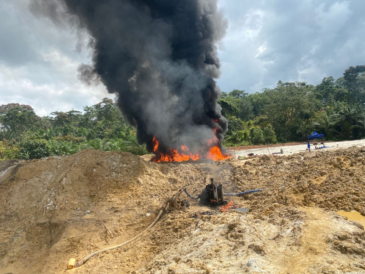NAIMOS Task Force storms Fanteakwa South, dismantles galamsey operations NAIMOS Task Force storms Fanteakwa South, dismantles galamsey operations