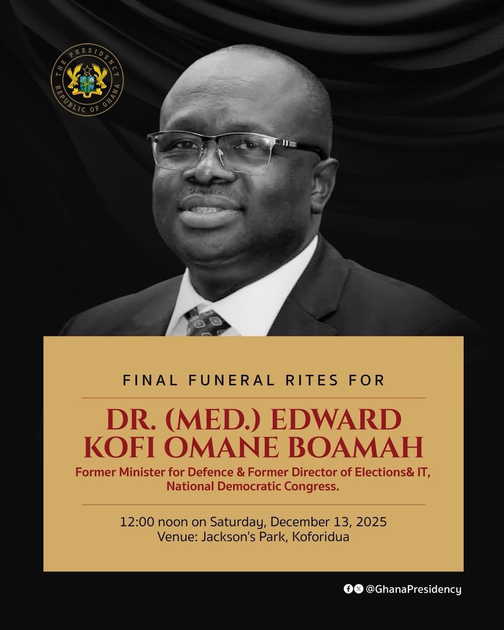 Photos: Ghanaians honour late defence minister Dr. Edward Kofi Omane Boamah at Jackson park